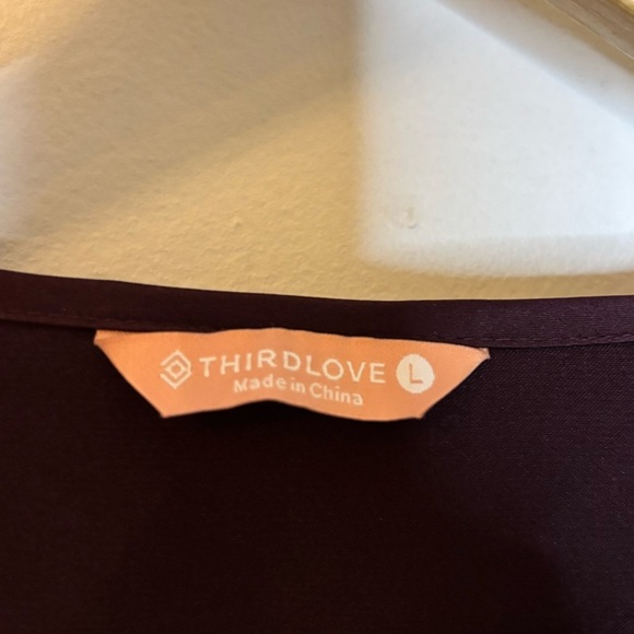 ThirdLove Deep Plum Kimono Style Satin Robe Short Length - Picture 3 of 6